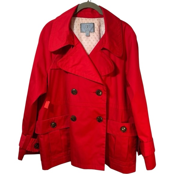 Izod Jacket Red Rain Double Breasted Short in Size 1X‎  EUC - Picture 1 of 16